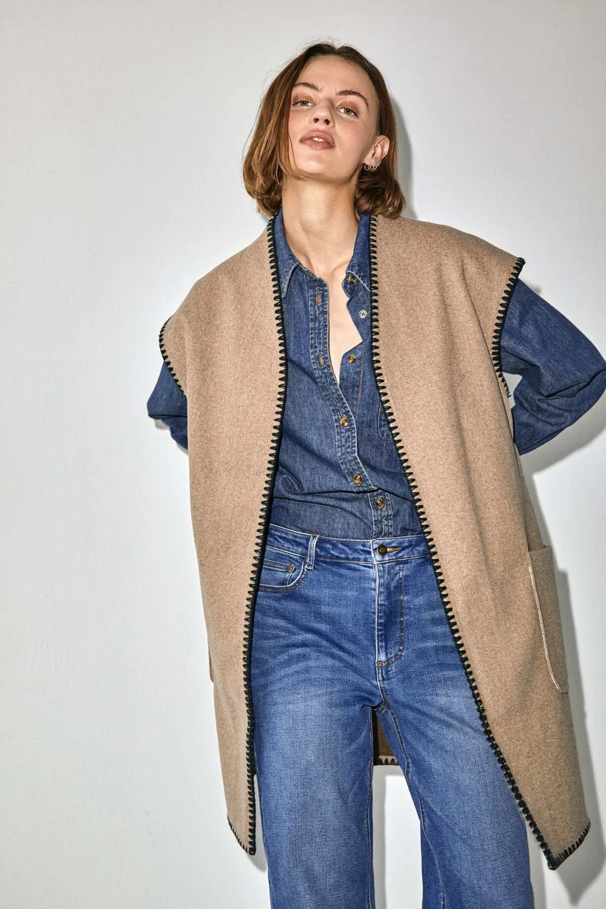 Freequent - Jas Yanna Waistcoat Taupe Gray Melange