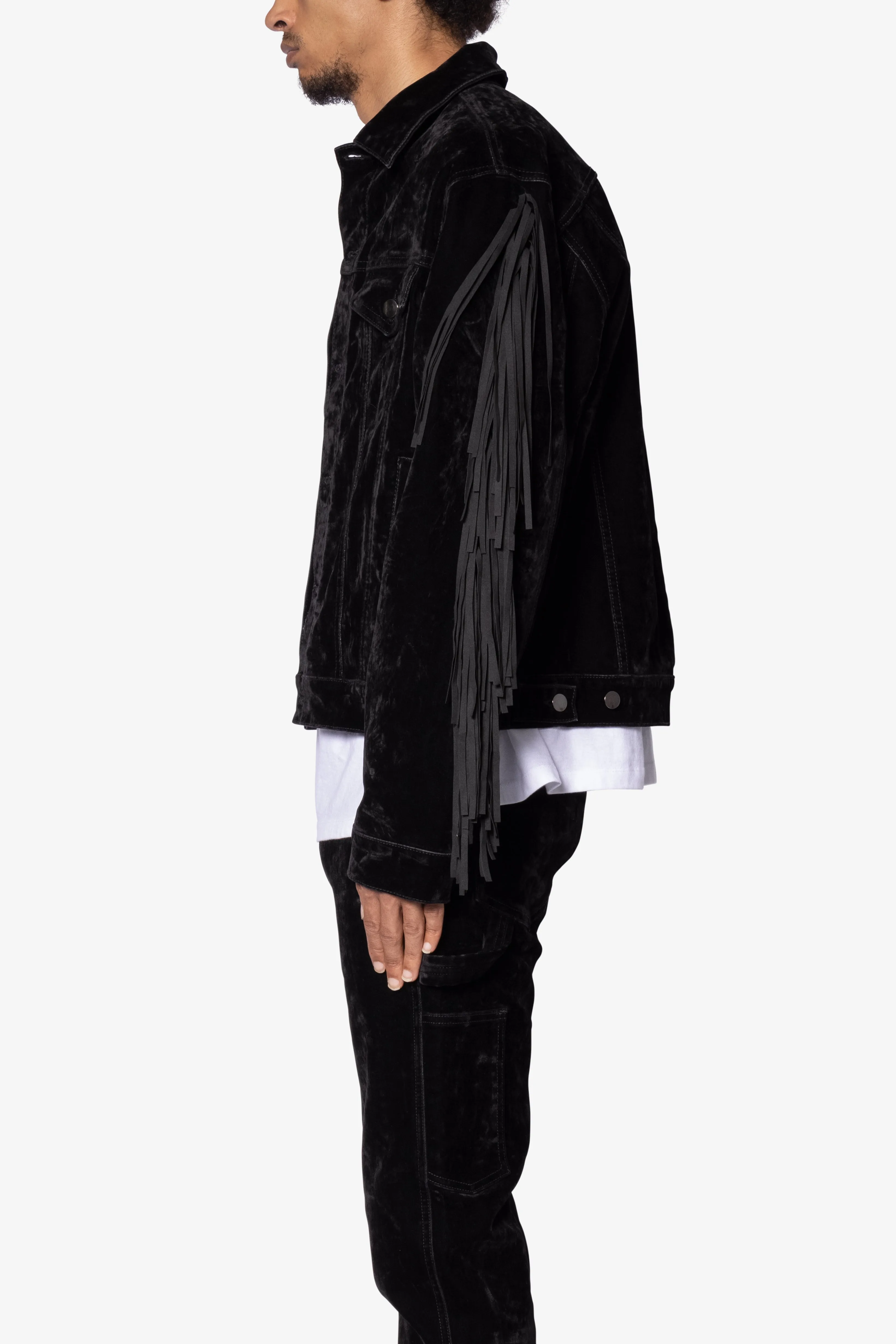 Fringe Trucker Jacket - Black