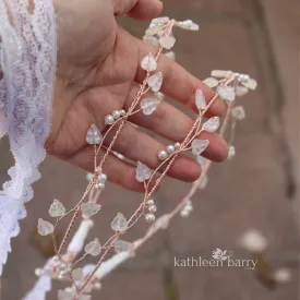 Greek Orthodox Stefana wedding circlet crown set - leaves and pearls (set of two)