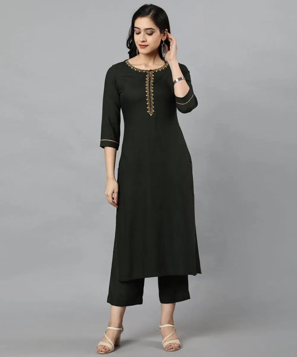 Green Jehlum Kurta Pants Set