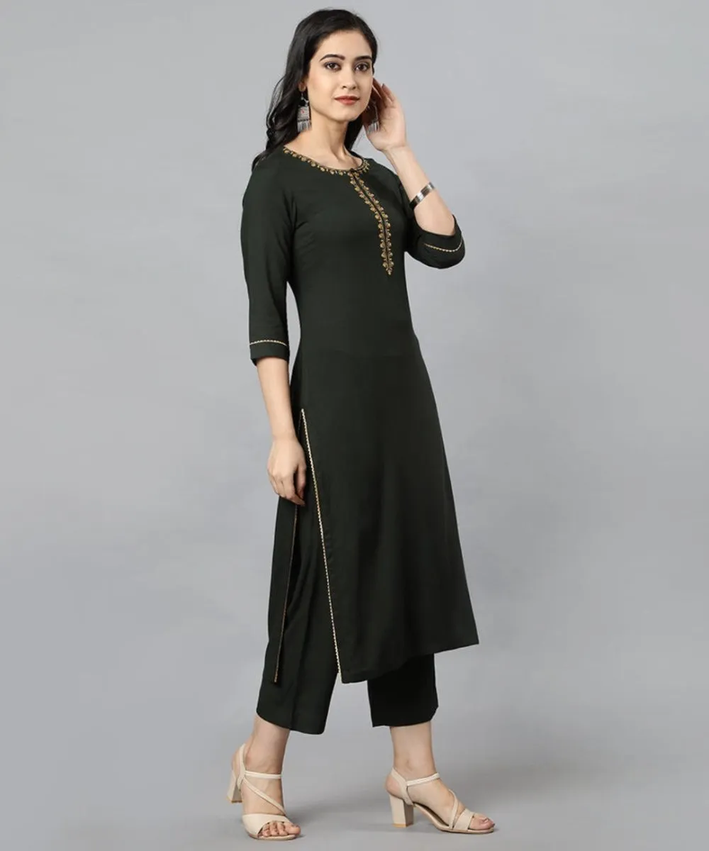 Green Jehlum Kurta Pants Set