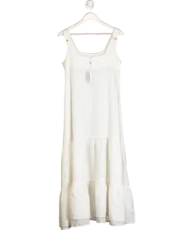 Heidi Klein White Tiered Linen Midi Dress UK S