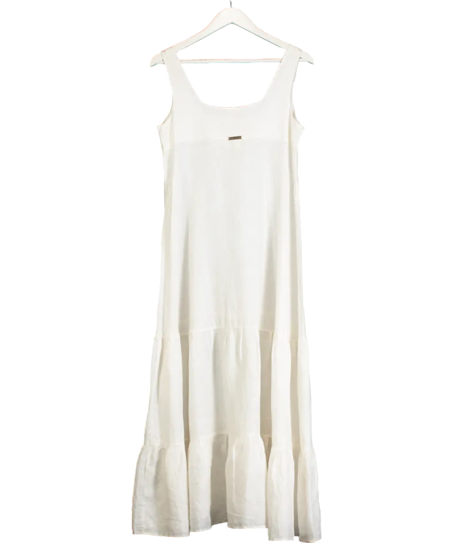 Heidi Klein White Tiered Linen Midi Dress UK S