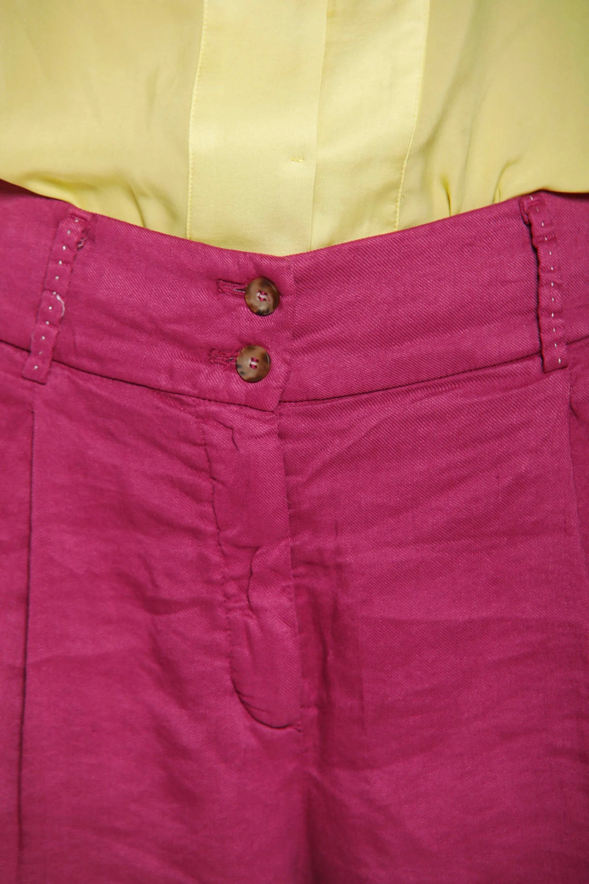 Iris pantalone chino donna in misto lino con risvolto ampio curvy