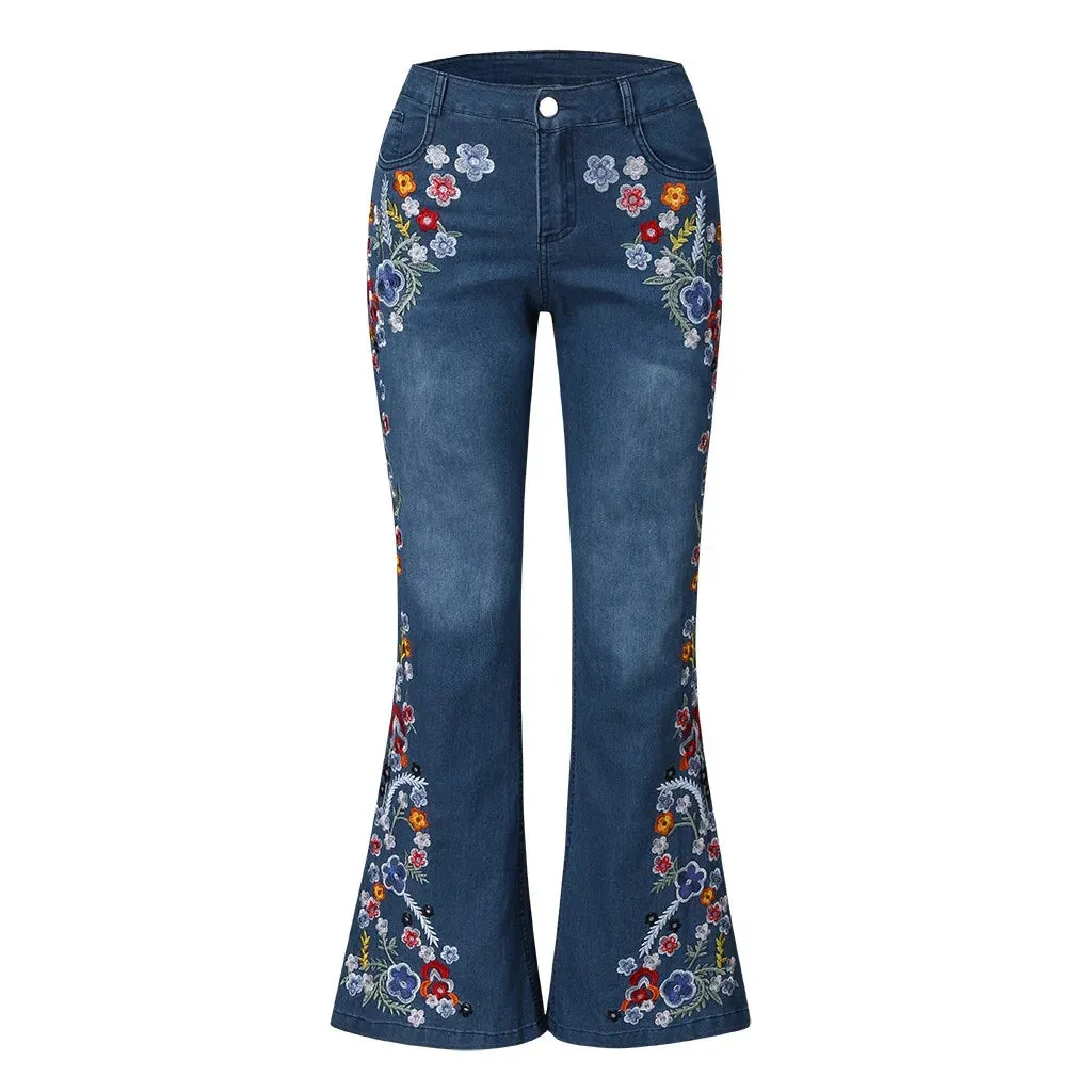 Isola - Embroidered Bell Bottoms
