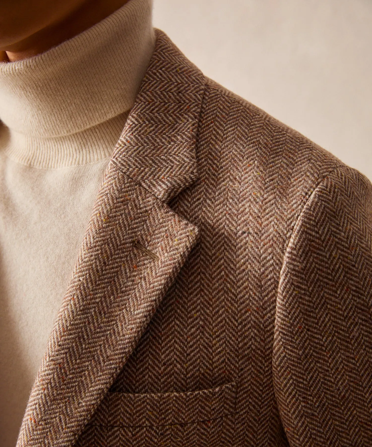 Tan Herringbone Italian Donegal Madison Jacket