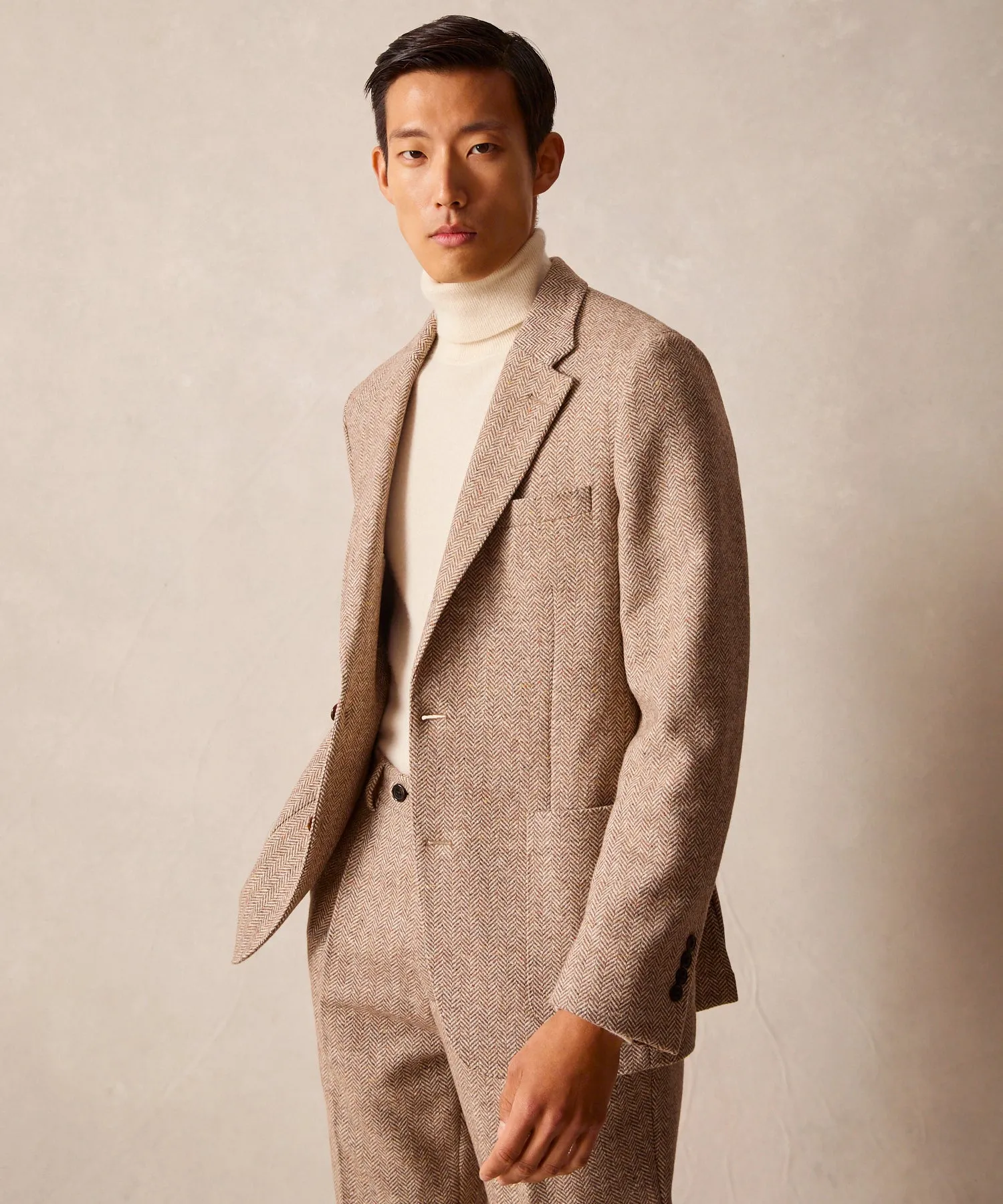 Tan Herringbone Italian Donegal Madison Jacket