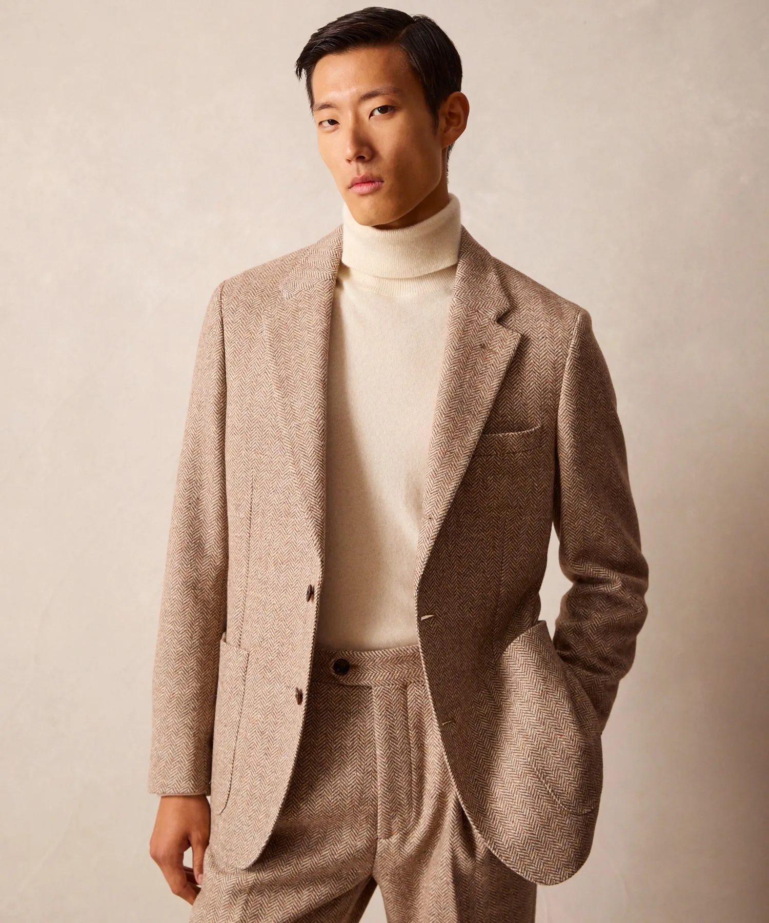 Tan Herringbone Italian Donegal Madison Jacket