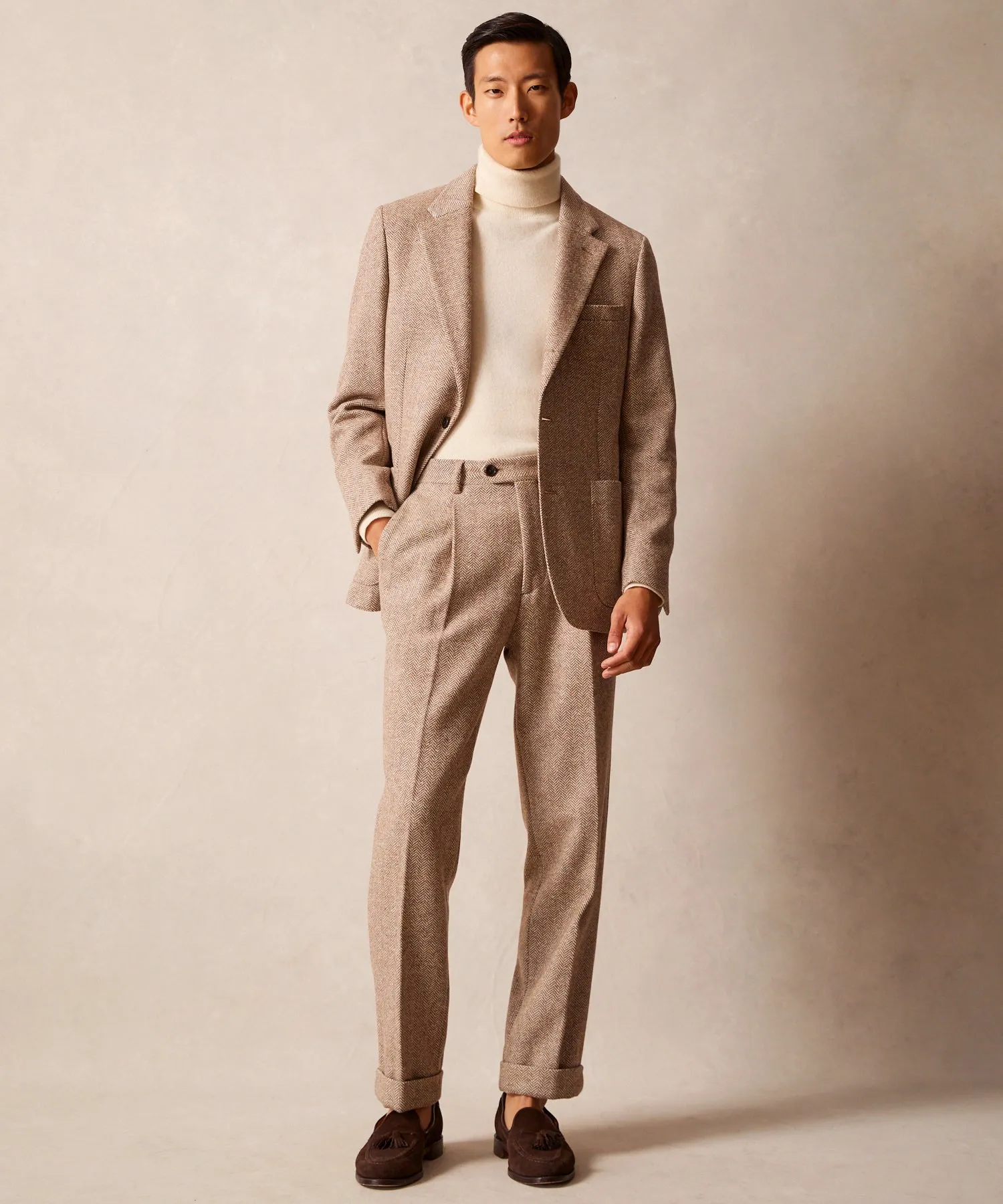Tan Herringbone Italian Donegal Madison Jacket