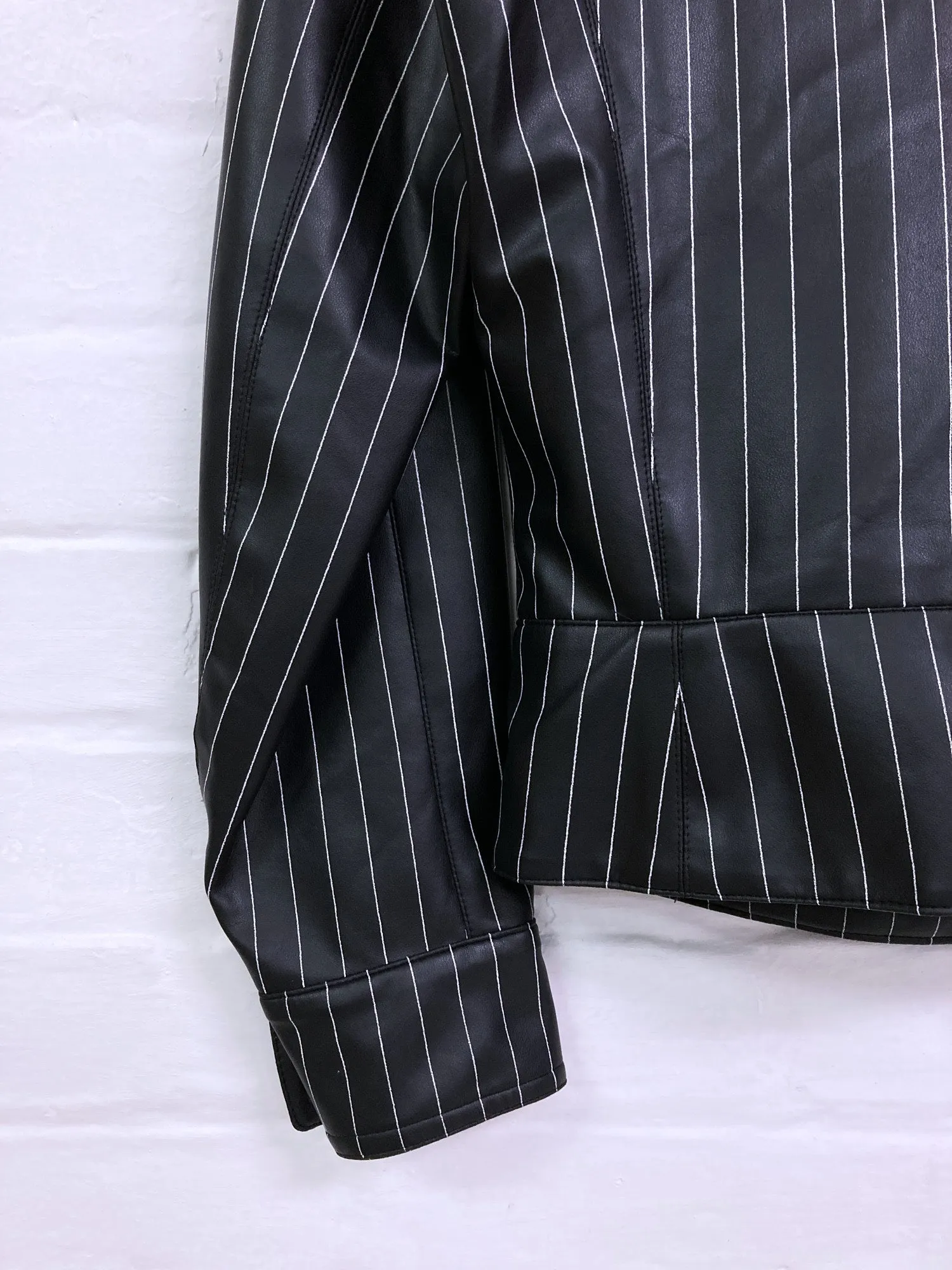 Jean Colonna SS1996 striped black vinyl zip jacket - S