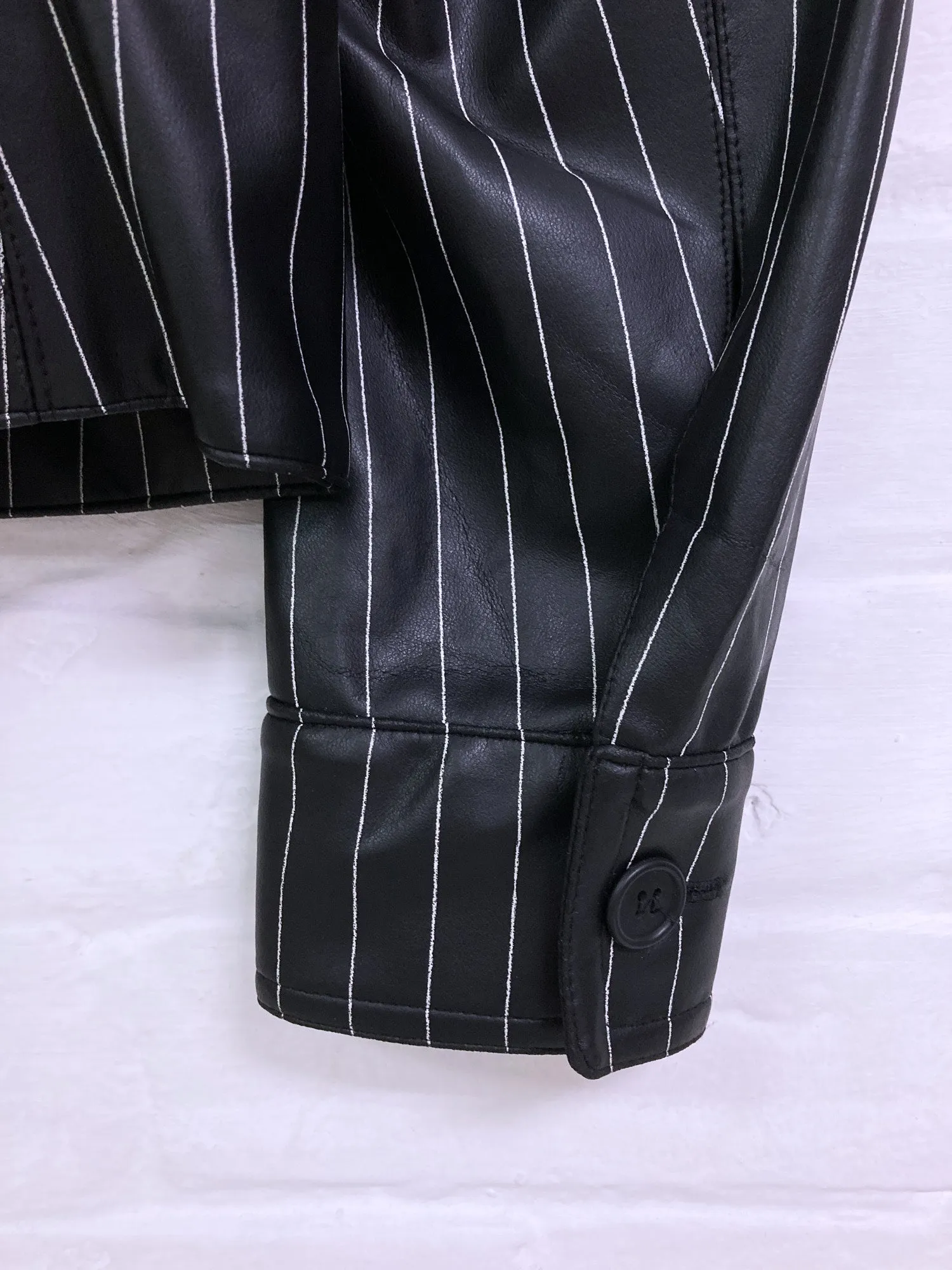 Jean Colonna SS1996 striped black vinyl zip jacket - S