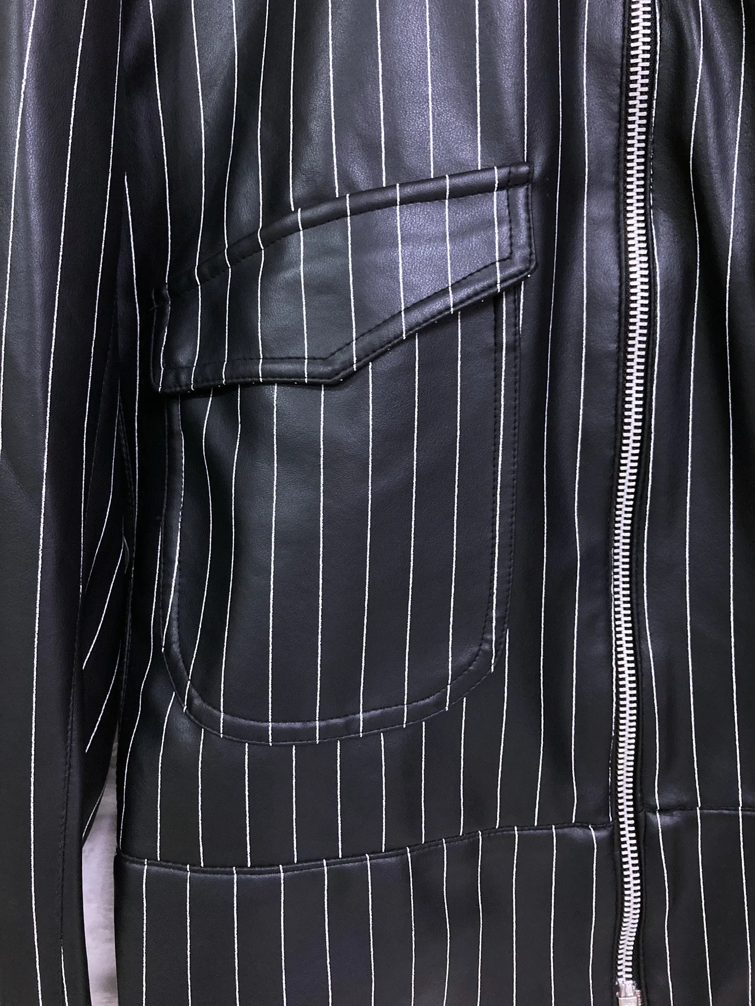 Jean Colonna SS1996 striped black vinyl zip jacket - S