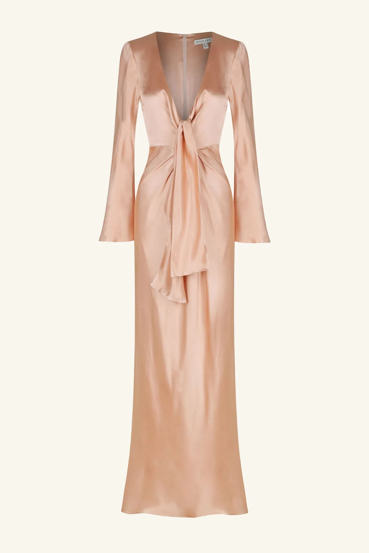 LA LUNE PLUNGED TIE FRONT MAXI DRESS - DESERT ROSE