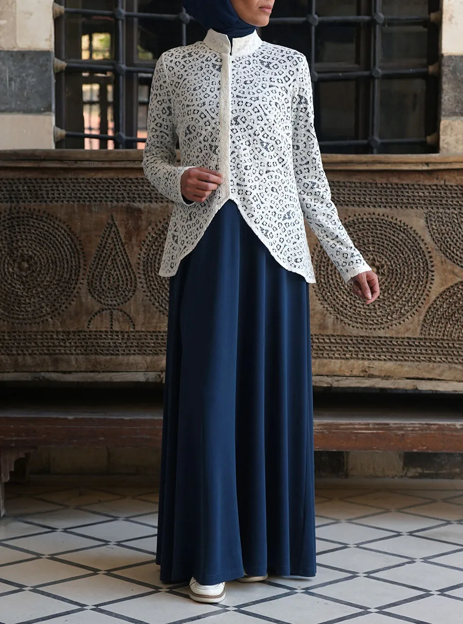 Lace Jacket Abaya Gown Set