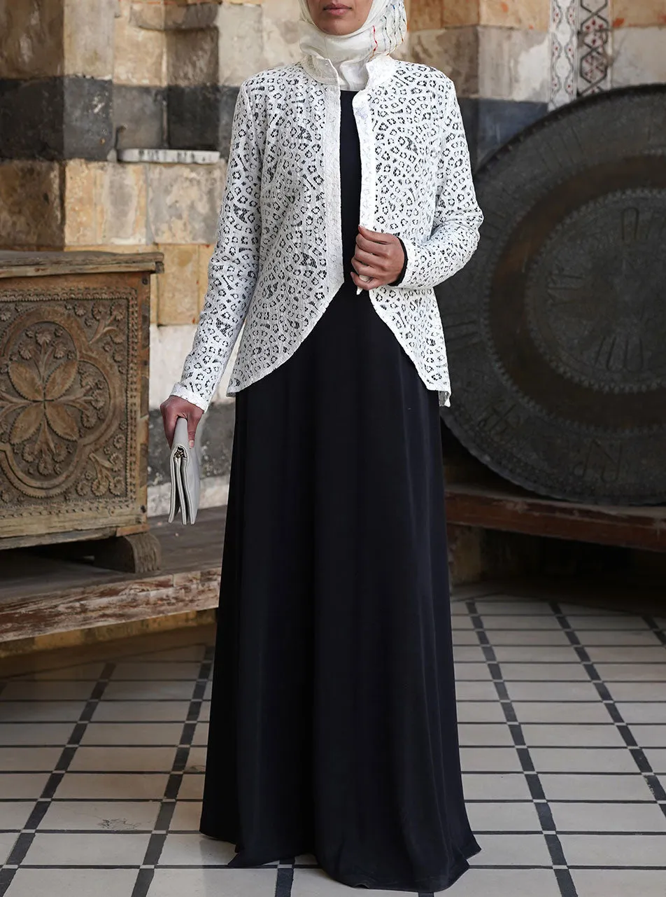 Lace Jacket Abaya Gown Set