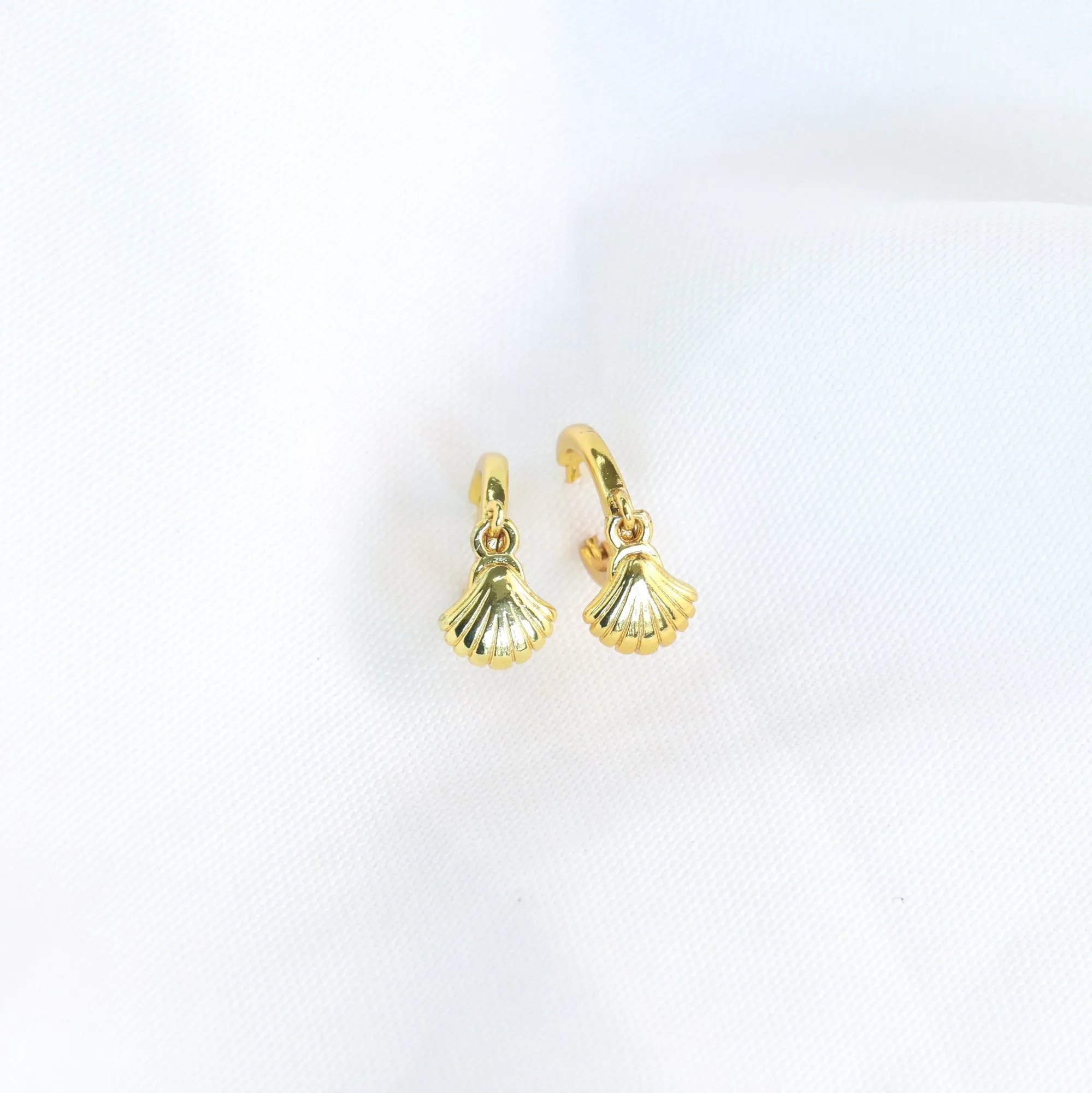 Lanta | 18K Gold Plated & Sterling Silver Shell Huggie Earrings