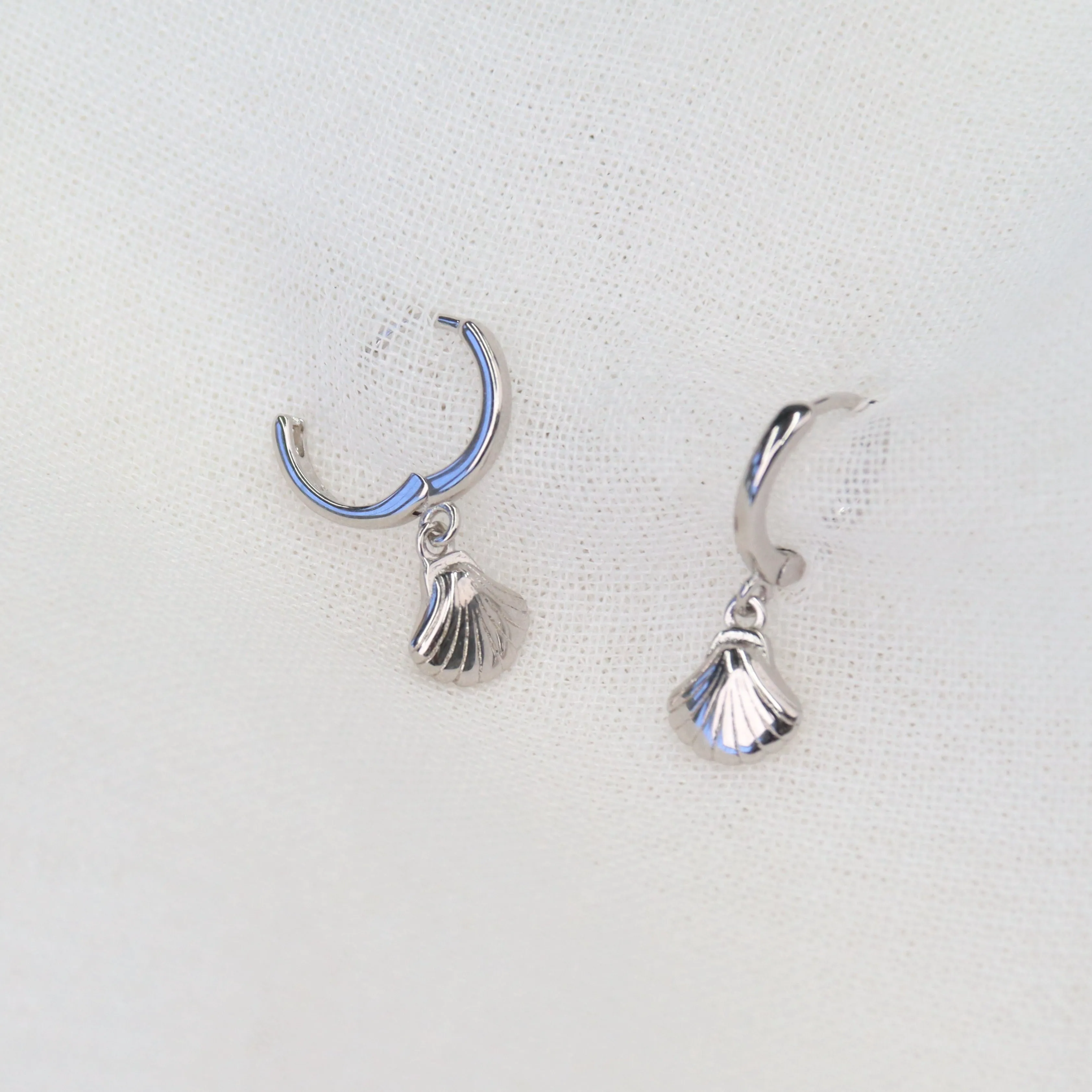 Lanta | 18K Gold Plated & Sterling Silver Shell Huggie Earrings