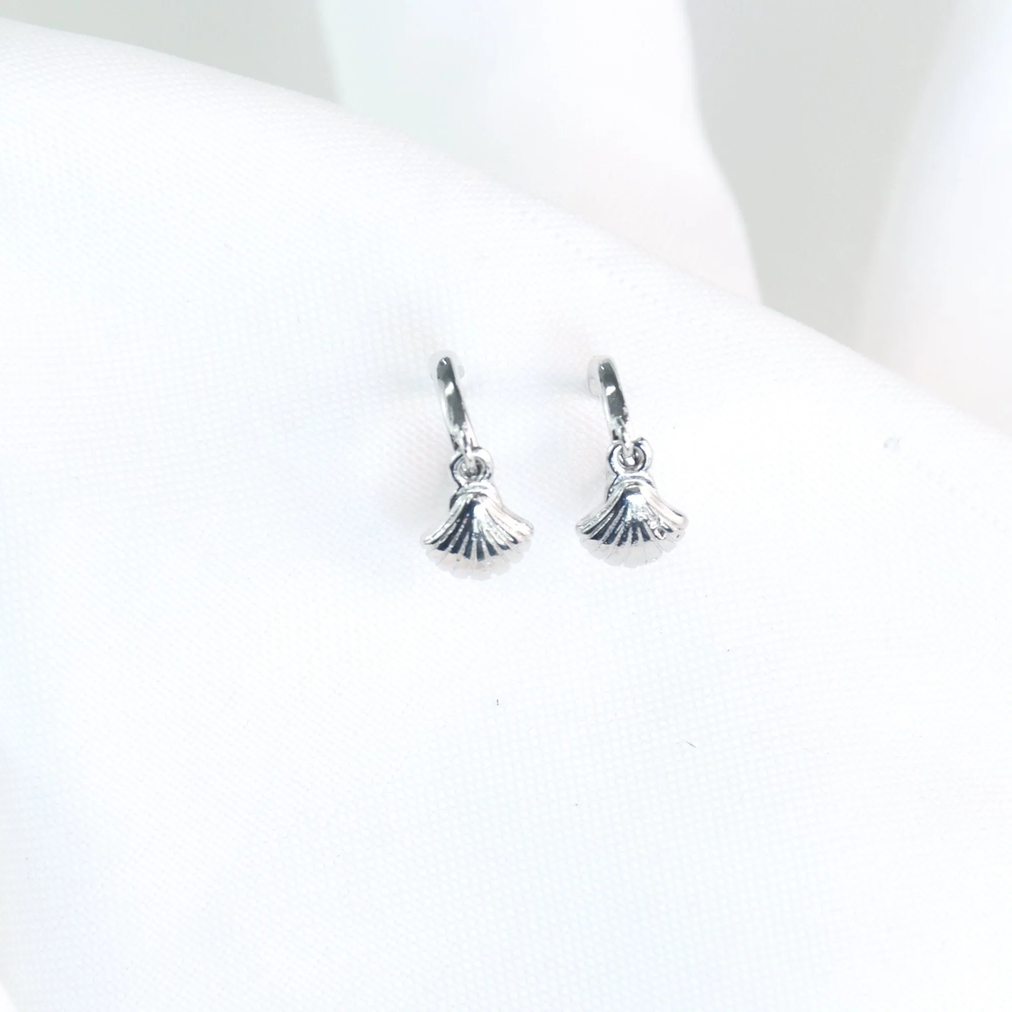 Lanta | 18K Gold Plated & Sterling Silver Shell Huggie Earrings
