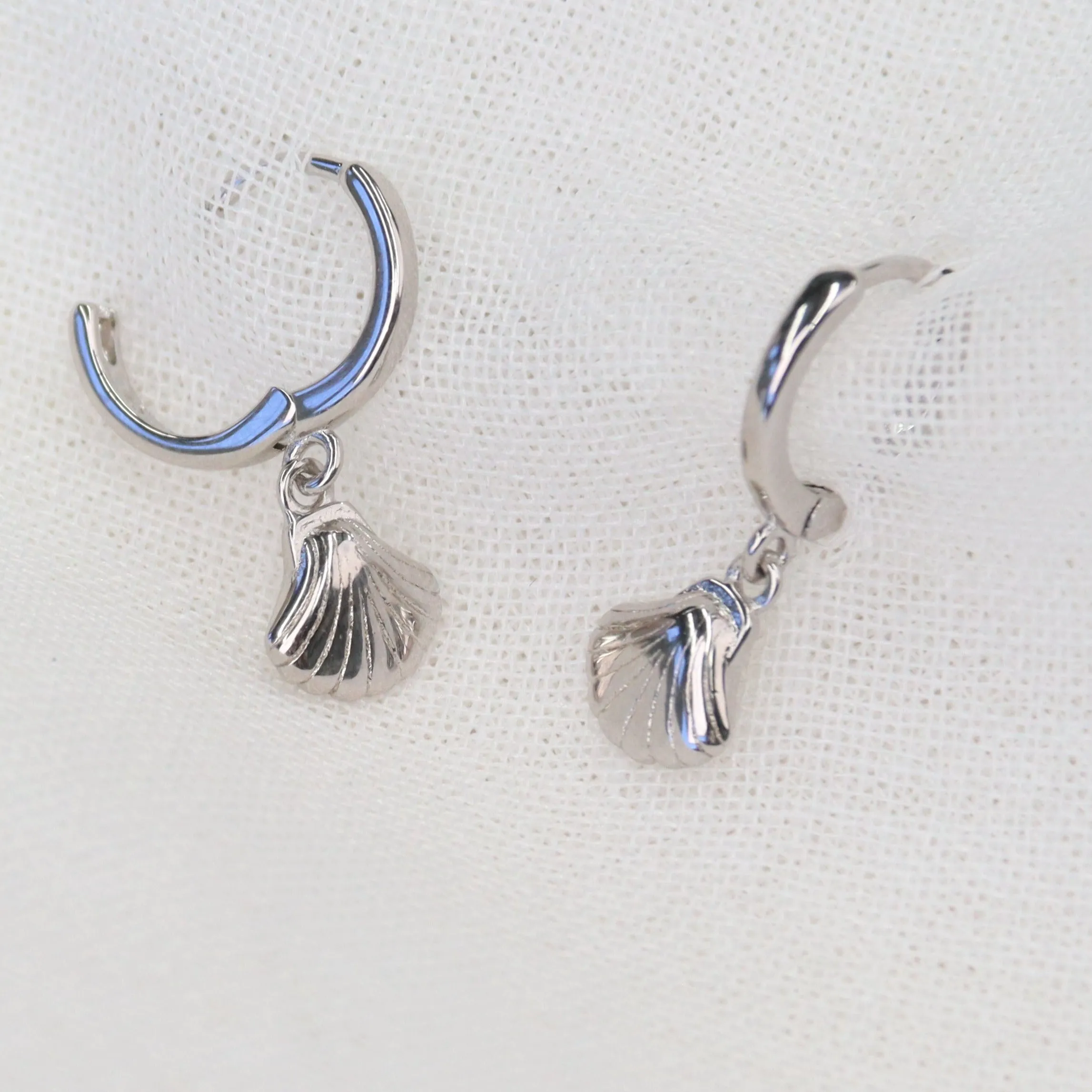 Lanta | 18K Gold Plated & Sterling Silver Shell Huggie Earrings