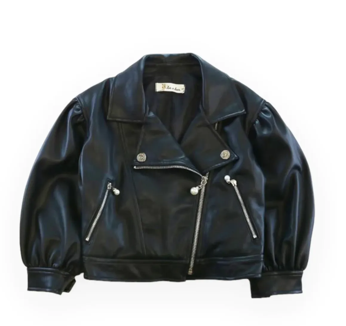 Leather Black Jacket for kid girl