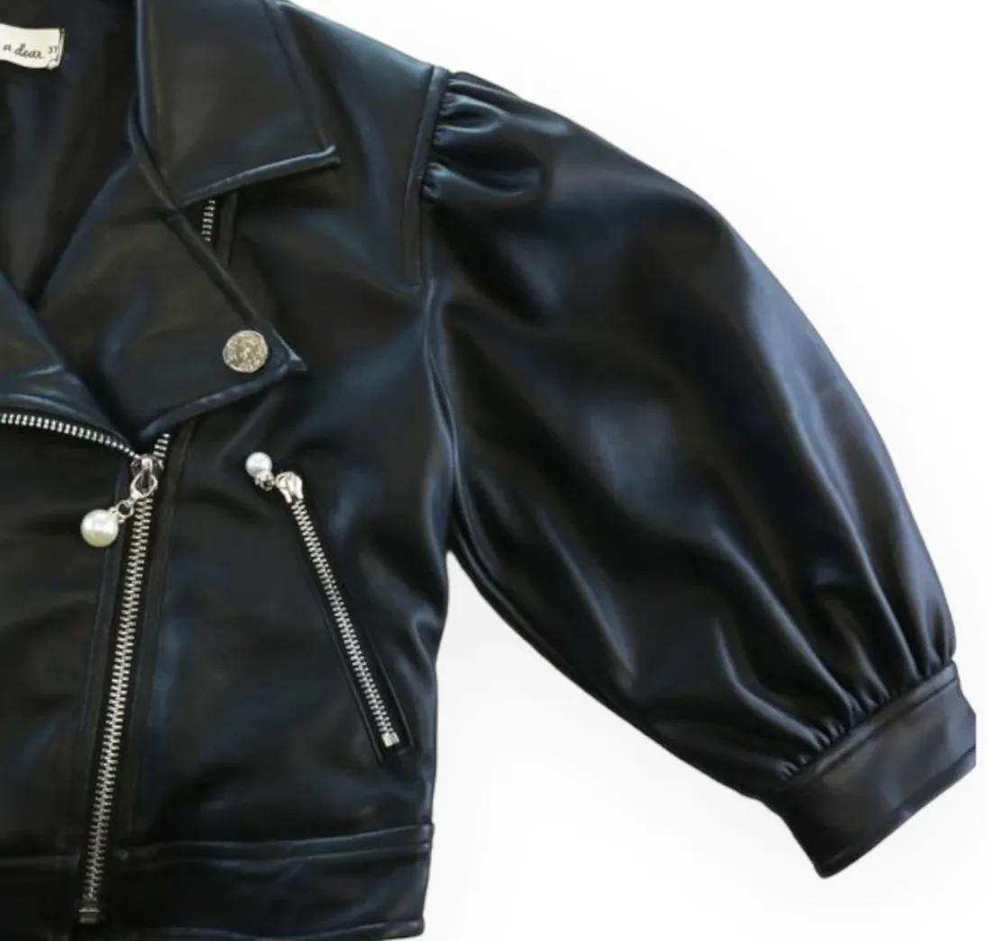 Leather Black Jacket for kid girl