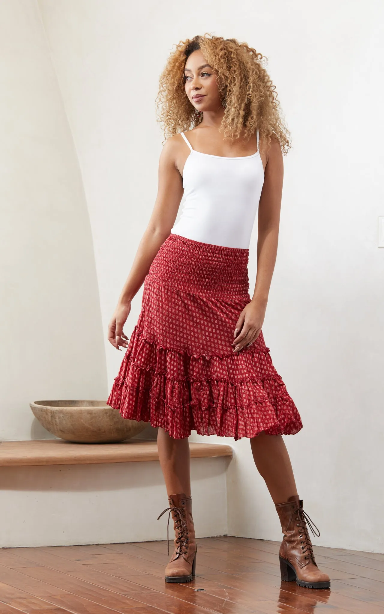 Lola Skirt, Mini, Scarlet Calico