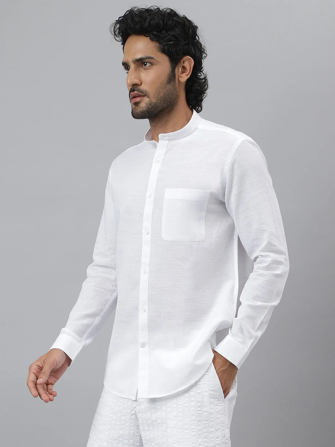 Mandarin Linen Shirt - Zephyr