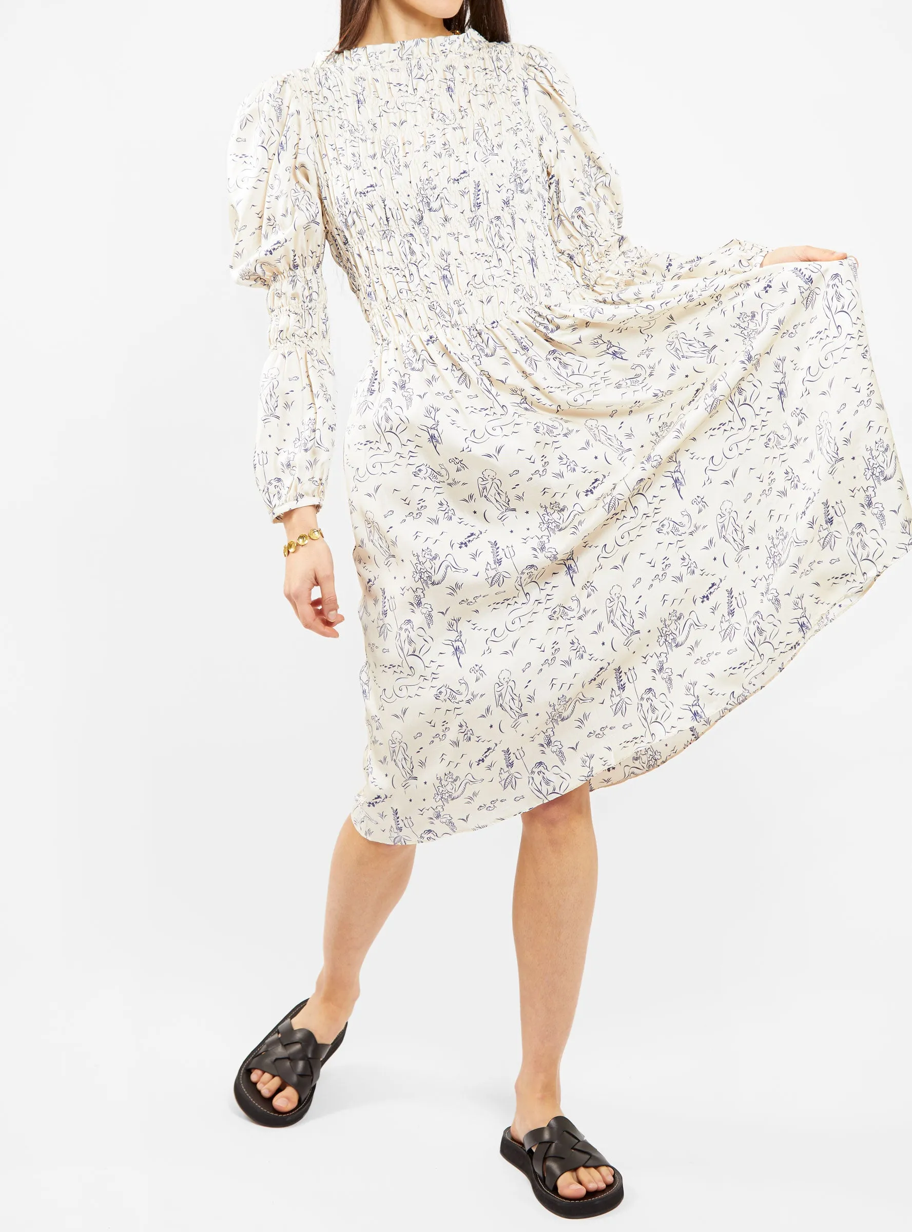 Marina Dress Off White & Navy
