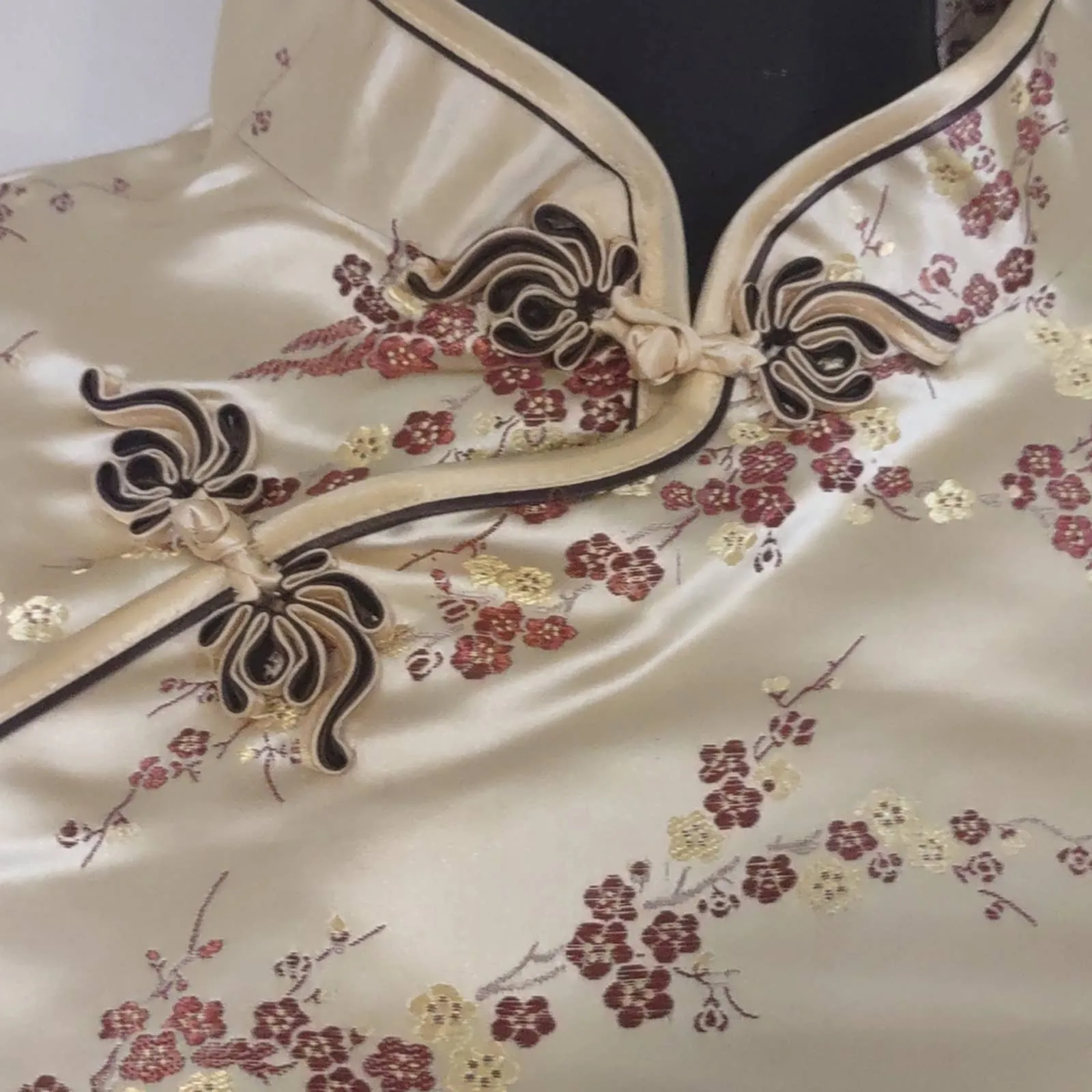 Maritchi Floral Mini Chinese Cheongsam Evening Dress Gold
