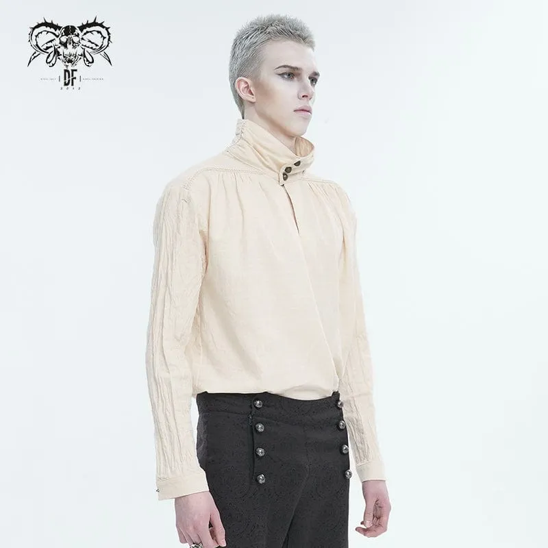 Men's Gothic Stand Collar Ruched Shirt