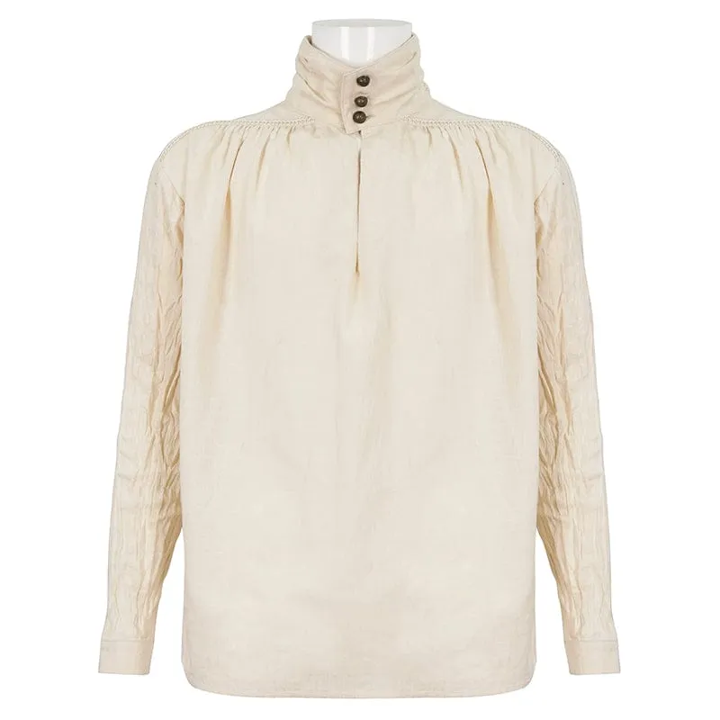 Men's Gothic Stand Collar Ruched Shirt