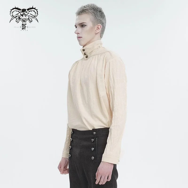 Men's Gothic Stand Collar Ruched Shirt