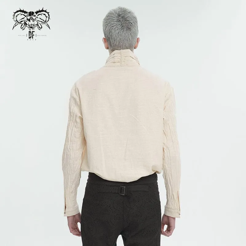 Men's Gothic Stand Collar Ruched Shirt