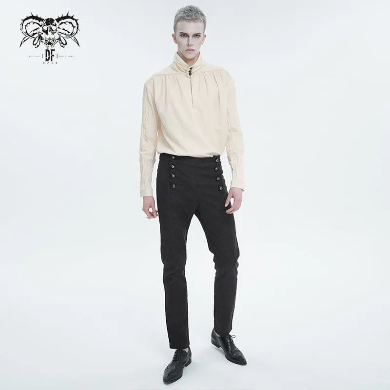 Men's Gothic Stand Collar Ruched Shirt