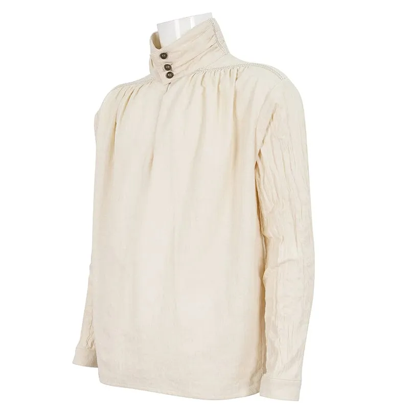 Men's Gothic Stand Collar Ruched Shirt