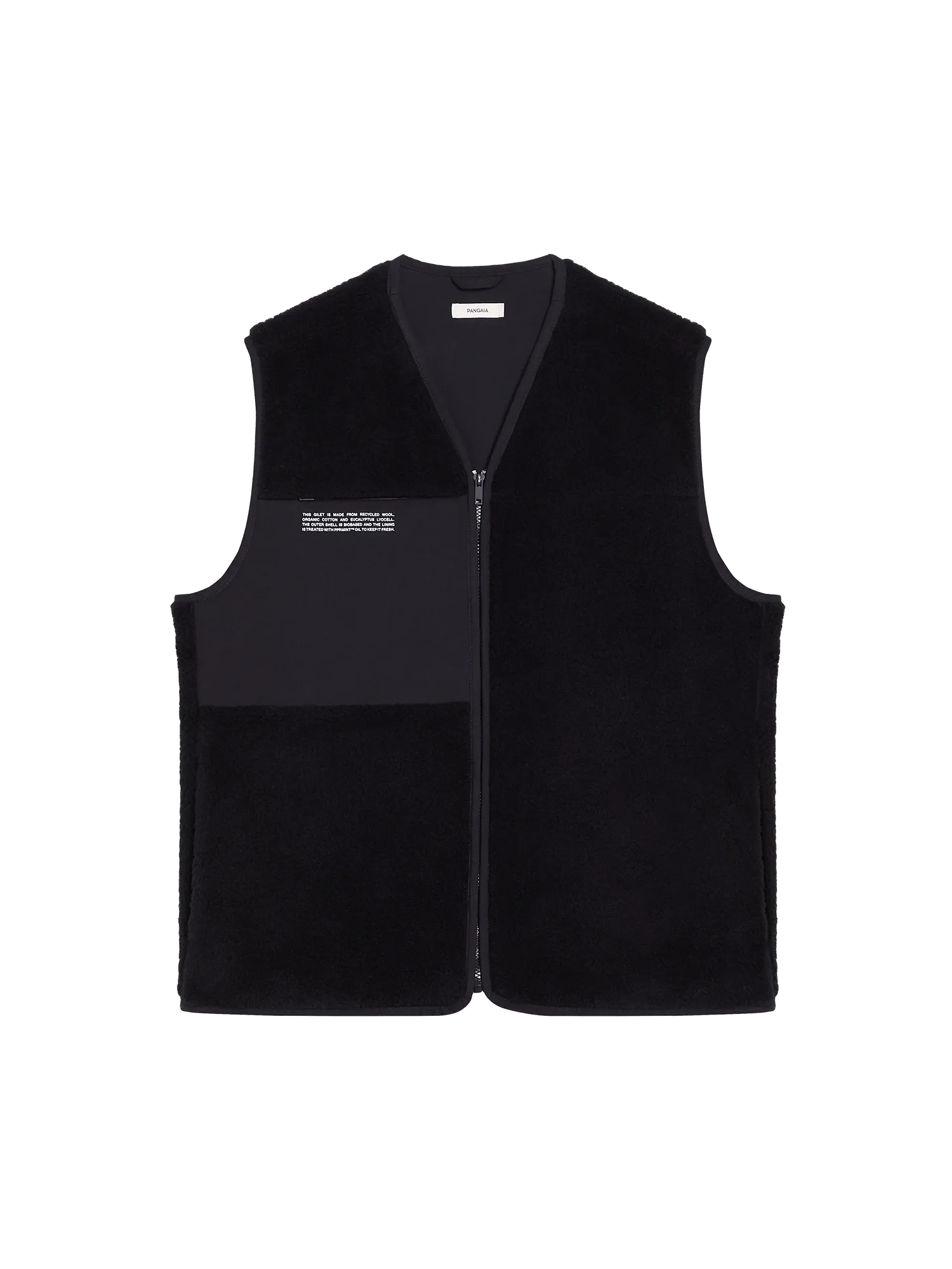 Mens Recycled Wool Fleece Gilet—black