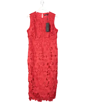 Mint Velvet Red Ltd.edition Floral Lace Shift Midi Dress UK 16