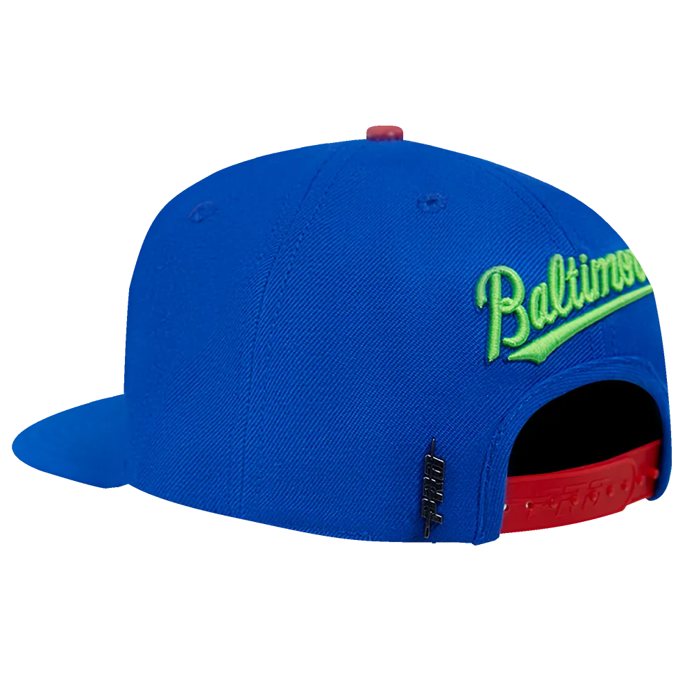 MLB BALTIMORE ORIOLES COOPERSTOWN NEON WOOL UNISEX SNAPBACK HAT (ROYAL BLUE)