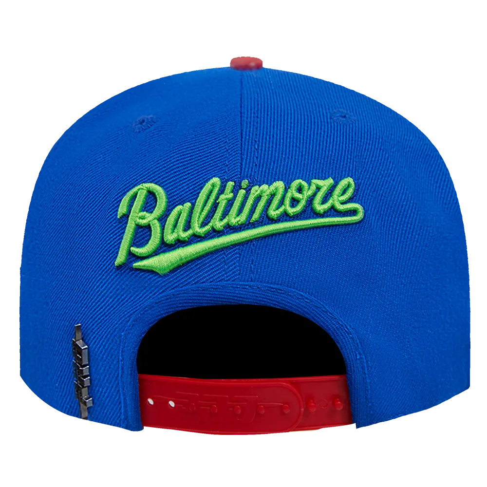 MLB BALTIMORE ORIOLES COOPERSTOWN NEON WOOL UNISEX SNAPBACK HAT (ROYAL BLUE)