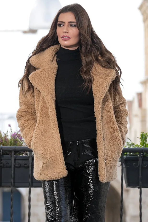 NA-KD - Soft Teddy Jacket Brown