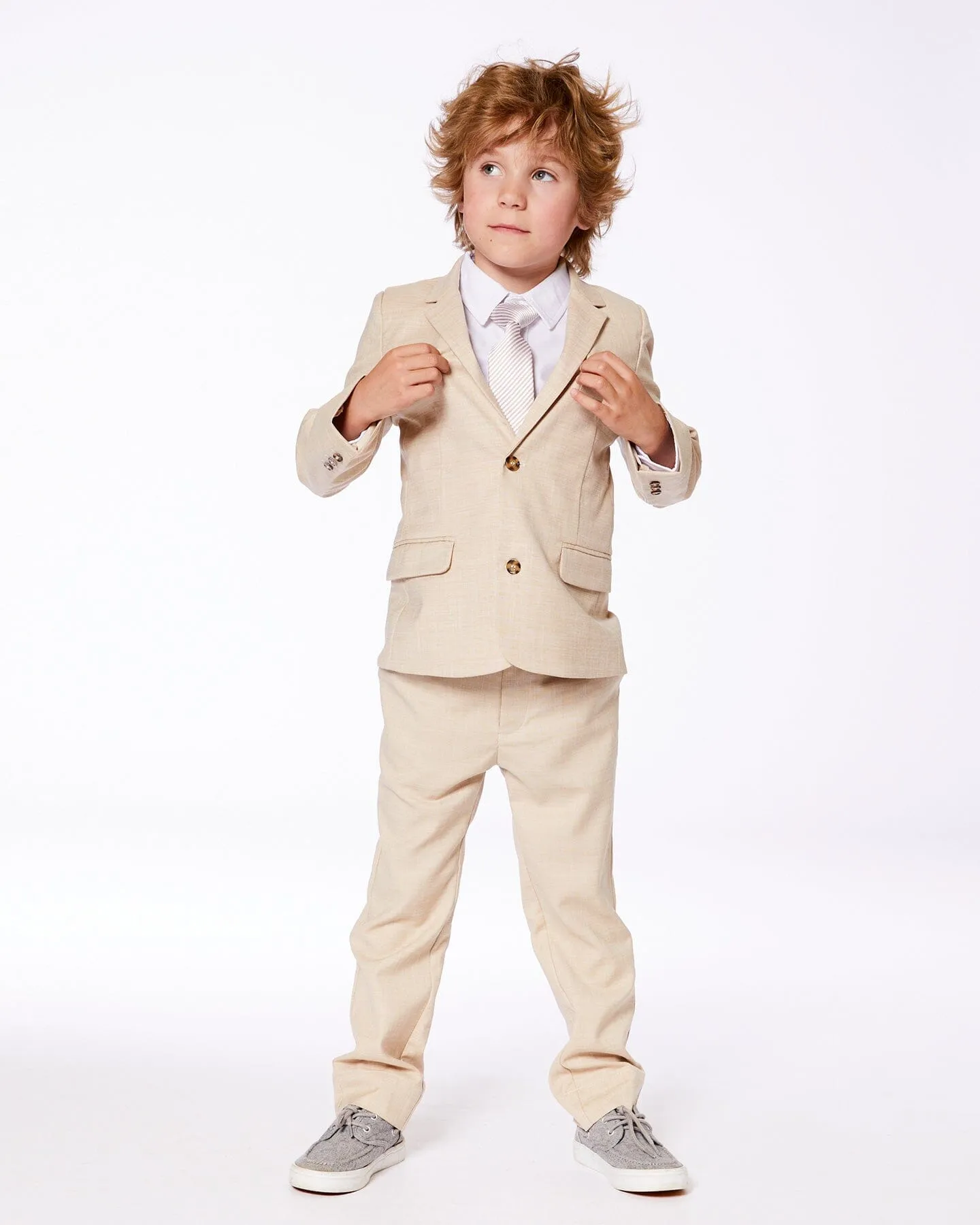 Neck Tie Light Taupe Striped
