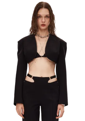 Oversized Mesh Panel Short Jacket