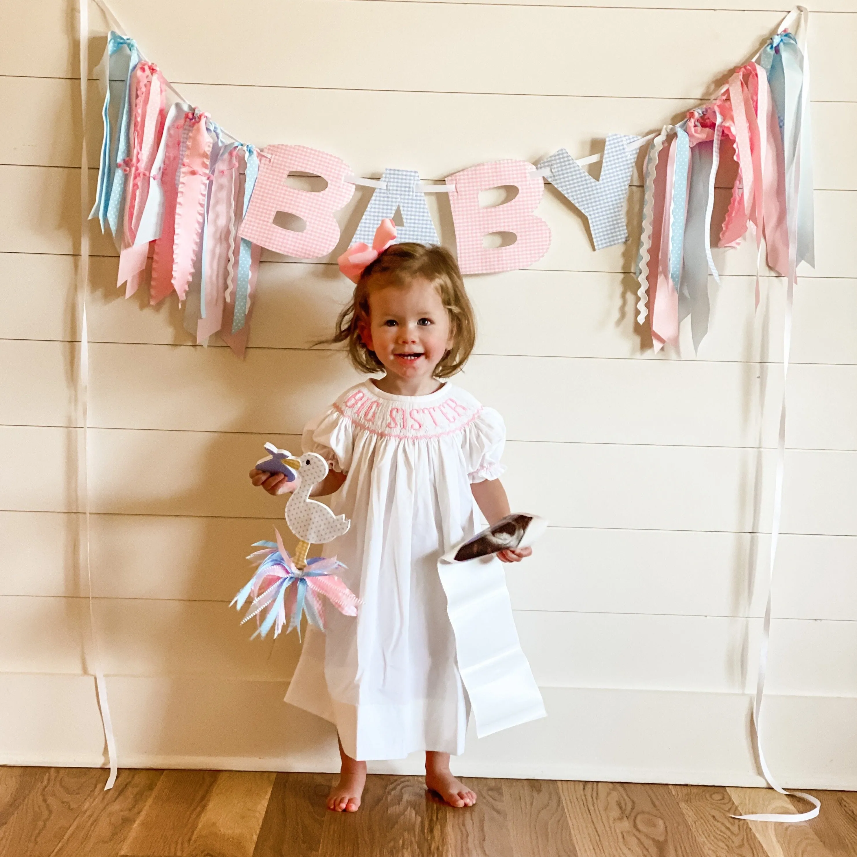 Pink Big Sister Smocked Bishop Dress