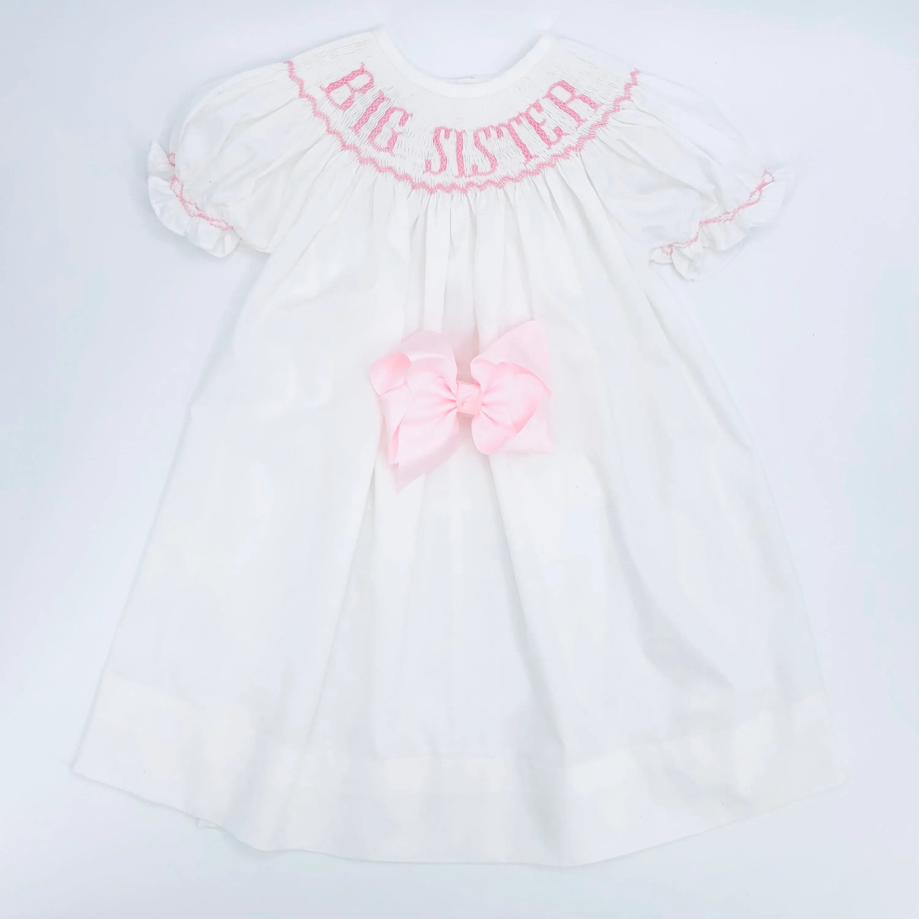 Pink Big Sister Smocked Bishop Dress