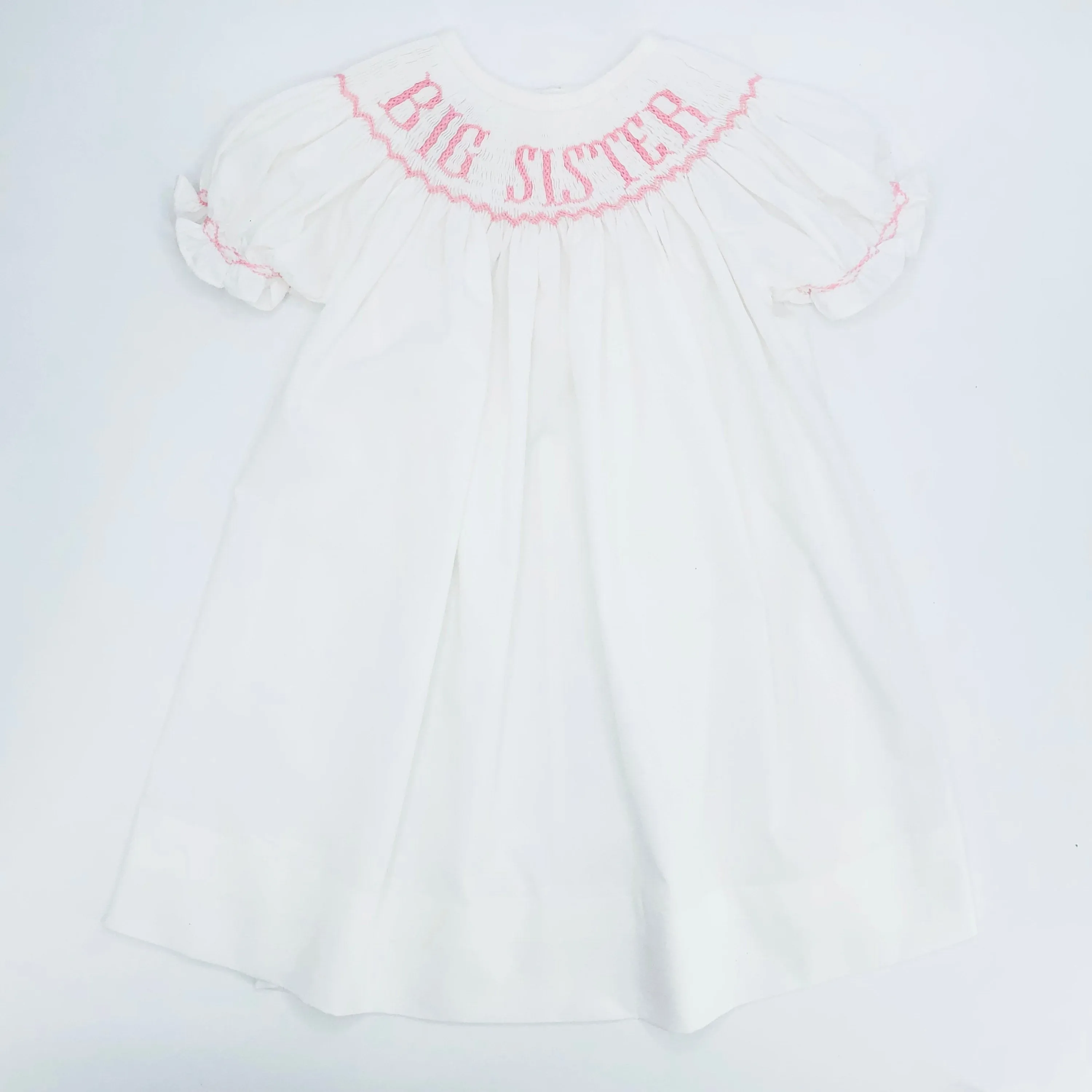 Pink Big Sister Smocked Bishop Dress