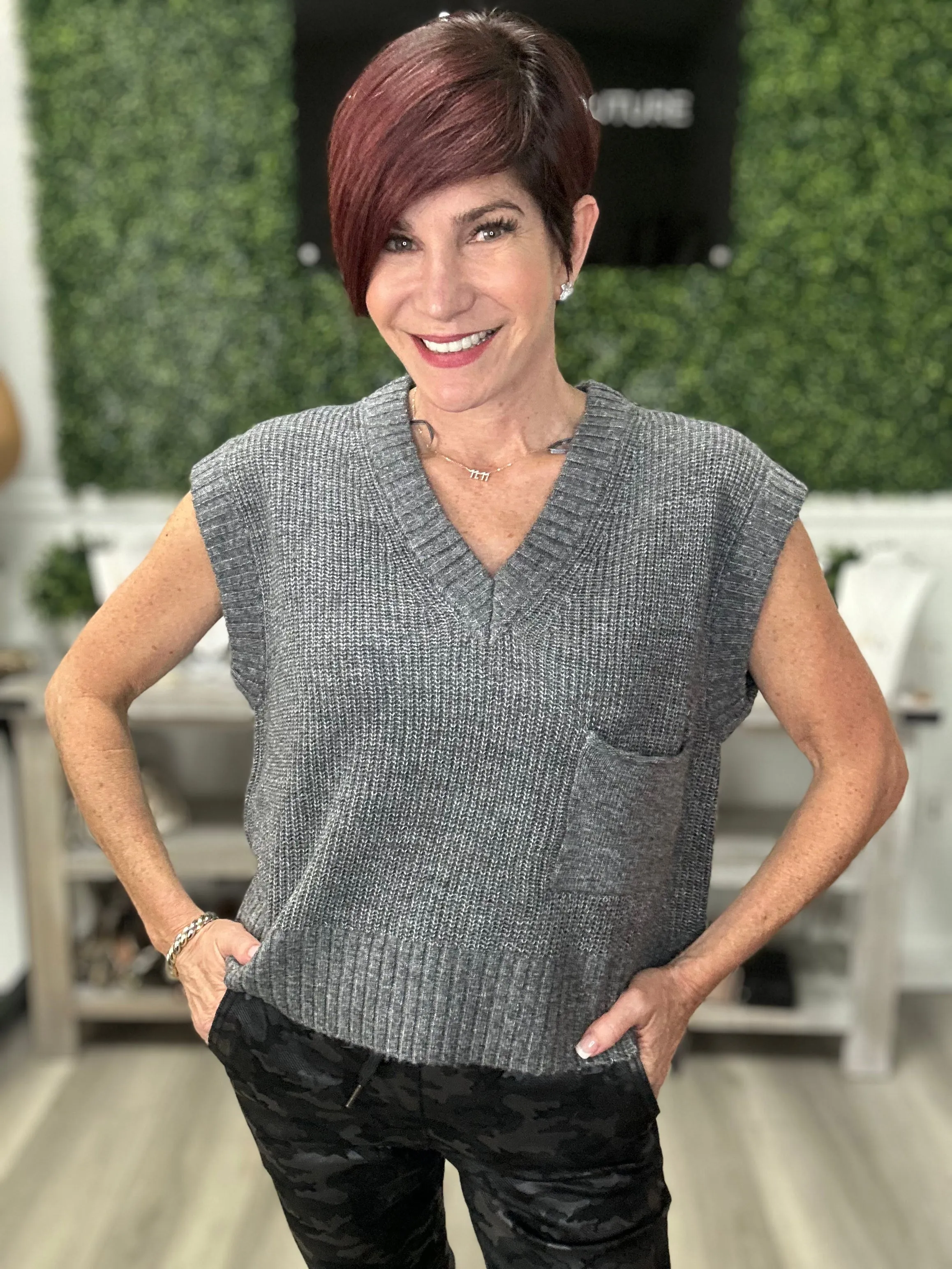 Plushy V-Neck Sweater Vest