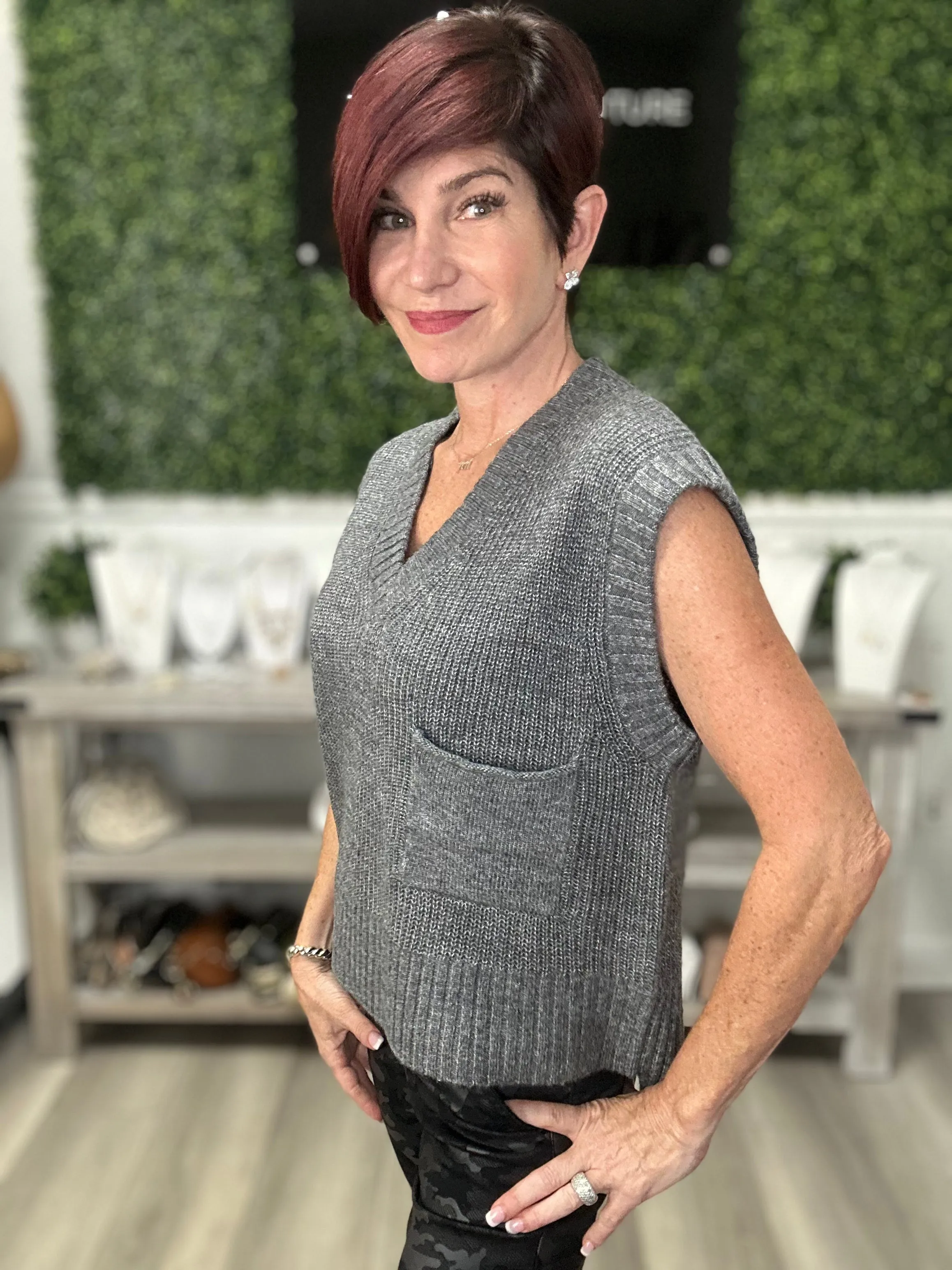 Plushy V-Neck Sweater Vest