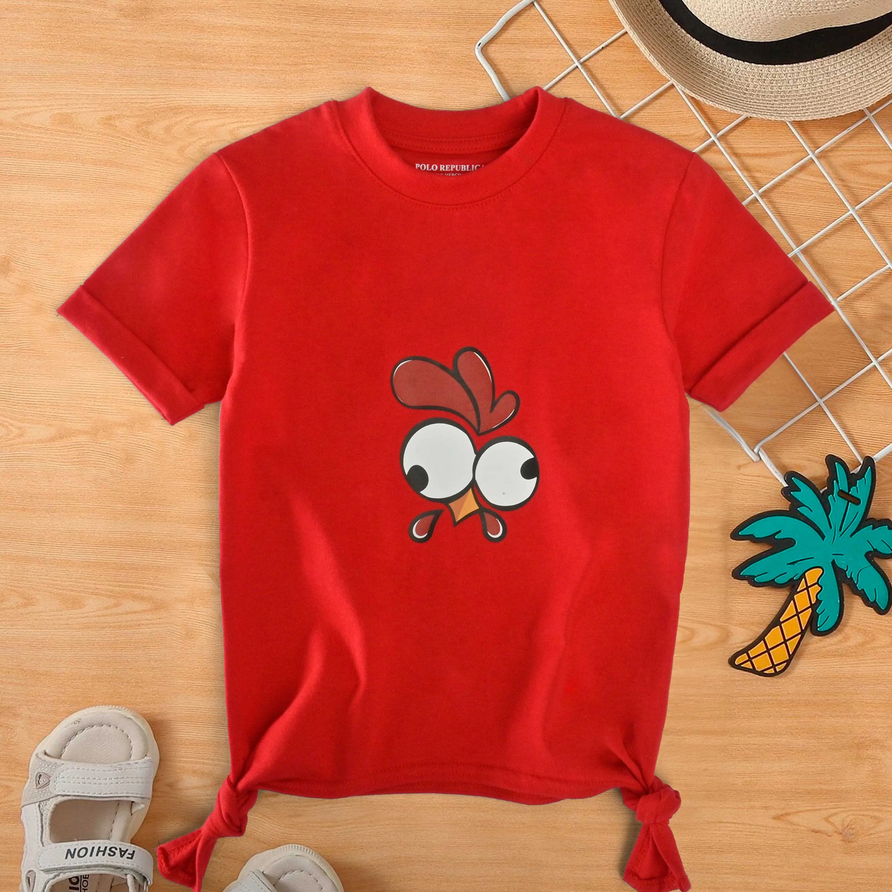 Polo Republica Kid's Rooster Printed Knot Style Tee Shirt