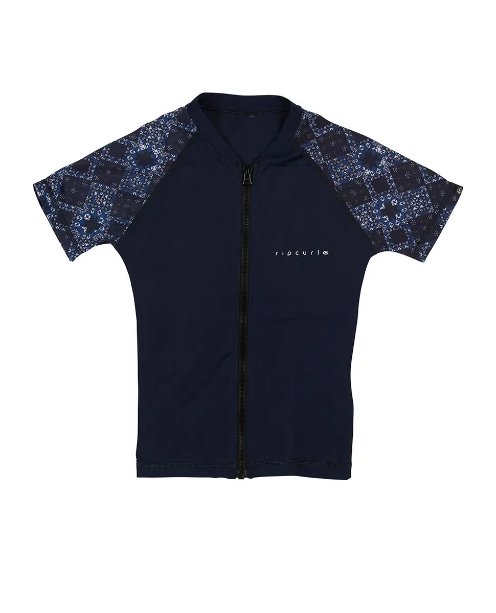 Ripcurl Junior Girls Out 2 Sea Short Sleeve Zip Thru Rashy (2017)