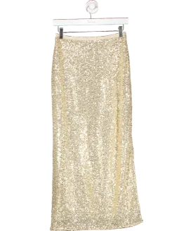 River Island Metallic Sequin Pull On Midi Skirt UK 6